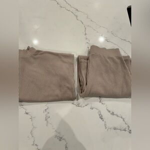 Zenana Outfitters Taupe Ribbed Knit Set - Size M